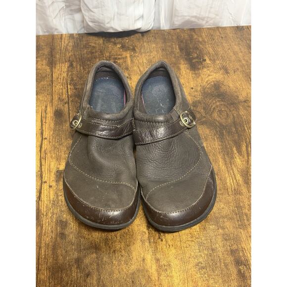 MERRELL Dassie Buckle Slip On Shoes Leather Womens 8.5 Espresso Brown Clogs - Picture 3 of 13